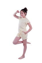 Load image into Gallery viewer, Girls Short Sleeve Pajama with Shorts -  Transparent Yellow Sun Flower