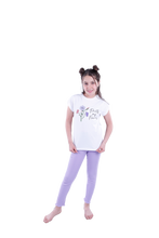 Load image into Gallery viewer, Girls Short Sleeve Pajama with Rib Legging - Bright White*Violet Tulip