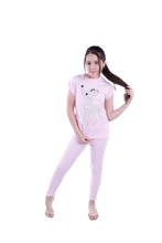 Load image into Gallery viewer, Girls Short Sleeve Pajama with Rib Legging - Ballerina