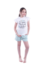 Load image into Gallery viewer, Girls Short Sleeve Pajama with Shorts - Bright White
