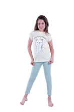 Load image into Gallery viewer, Girls Short Sleeve Pajama with Rib Legging - Transparent Yellow