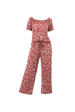 Load image into Gallery viewer, Women’s Short Sleeve Pajamas – Red Small Flower