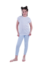 Load image into Gallery viewer, Girls Short Sleeve Pajama with Rib Legging - Blue Sun Flower