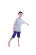 تحميل الصورة إلى عارض المعرض، Boys Short Sleeve Pajama with Shorts - Cool Gray 4C Melange