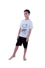 Load image into Gallery viewer, Boys Short Sleeve Pajama with Shorts and Pants - Bright White