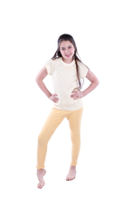 Load image into Gallery viewer, Girls Short Sleeve Pajama with Rib Legging - Transparent Yellow Sun Flower