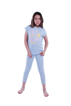 Load image into Gallery viewer, Girls Short Sleeve Pajama with Rib Legging - Nantucket Breeze