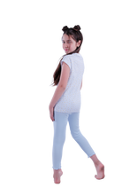 Load image into Gallery viewer, Girls Short Sleeve Pajama with Rib Legging - Blue Sun Flower