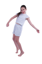 Load image into Gallery viewer, Girls Short Sleeve Pajama with Shorts - Blue Sun Flower