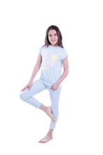 Load image into Gallery viewer, Girls Short Sleeve Pajama with Rib Legging - Nantucket Breeze
