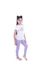 Load image into Gallery viewer, Girls Short Sleeve Pajama with Rib Legging - Bright White*Violet Tulip