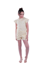 Load image into Gallery viewer, Girls Short Sleeve Pajama with Shorts -  Transparent Yellow Sun Flower