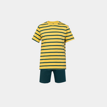 Load image into Gallery viewer, SS PAJAMA WITH SHORT(Green Stripes)
