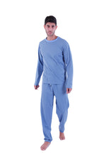 Load image into Gallery viewer, Men Long Sleeve Pajamas with PANTS Green blue chevron