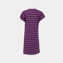 تحميل الصورة إلى عارض المعرض، فستان قصير , اكمام مكشكش بخطوط بورجوندي