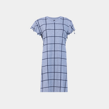 تحميل الصورة إلى عارض المعرض، فستان قصير , اكمام مكشكش مربعات رمادية