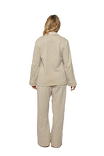 تحميل الصورة إلى عارض المعرض، بيجامة نسائية LS بأزرار، منقوشة باللون البني والأبيض