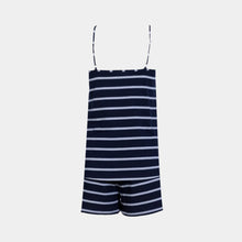 Load image into Gallery viewer, SLIP PAJAMA WITH SHORT Navy grey stripe