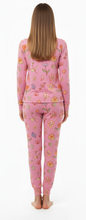 Load image into Gallery viewer, Woman LS PJ WITH PANTS AOP/Prism Pink Flowers, Thermal light 100% Synthetic Knit