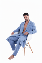 Load image into Gallery viewer, Men’s Robe AOP – Green Blue Chevron