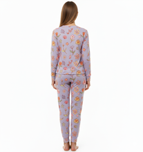 تحميل الصورة إلى عارض المعرض، Woman LS PJ WITH PANTS AOP/Orchid Flowers, Thermal light 100% Synthetic Knit