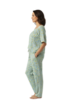 Load image into Gallery viewer, Women’s Short Sleeve Pajamas – Blue Small Flower