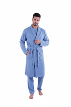 Load image into Gallery viewer, Men’s Robe AOP – Green Blue Chevron