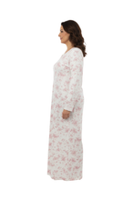 Load image into Gallery viewer, Women’s 3/4 Sleeve Dress with Gathering – White Flying Flower