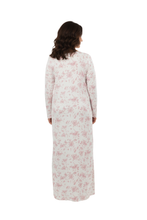 Load image into Gallery viewer, Women’s 3/4 Sleeve Dress with Gathering – White Flying Flower
