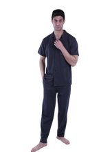 تحميل الصورة إلى عارض المعرض، Men Short Sleeve Pajama with Buttons - Cool Gray 11C Melange