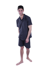 تحميل الصورة إلى عارض المعرض، Men Short Sleeve Pajama with Button - Cool Gray 11C Melange