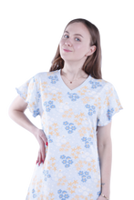 تحميل الصورة إلى عارض المعرض، Women Short Sleeve Frill Dress - Blue Garden Flower