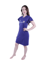 تحميل الصورة إلى عارض المعرض، Women Short Sleeve Frill Dress - Blue Depths