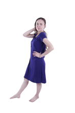 تحميل الصورة إلى عارض المعرض، Women Short Sleeve Rib Dress - Blue Depths