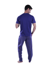 Load image into Gallery viewer, Men Short Sleeve Pajama with Placket - Blue Depths
