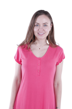 تحميل الصورة إلى عارض المعرض، Women Short Sleeve Rib Dress - Paradise Pink