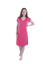 تحميل الصورة إلى عارض المعرض، Women Short Sleeve Rib Dress - Paradise Pink