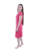 تحميل الصورة إلى عارض المعرض، Women Short Sleeve Rib Dress - Paradise Pink