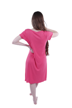 تحميل الصورة إلى عارض المعرض، Women Short Sleeve Rib Dress - Paradise Pink