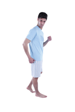 تحميل الصورة إلى عارض المعرض، Men Short Sleeve Pajama with Shorts - Cabana Blue