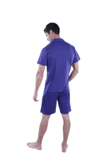 تحميل الصورة إلى عارض المعرض، Men Short Sleeve Pajama with Button - Blue Depths