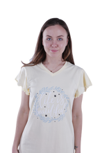 Load image into Gallery viewer, Women Short Sleeve Frill Dress - Transparent Yellow