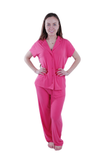 Load image into Gallery viewer, Women Short Sleeve Label Pajama with Pants - Paradise Pink