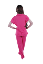 Load image into Gallery viewer, Women Short Sleeve Label Pajama with Pants - Paradise Pink