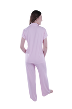تحميل الصورة إلى عارض المعرض، Women Short Sleeve Label Pajama with Pants - Ballerina