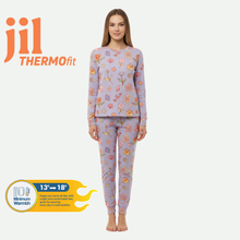 تحميل الصورة إلى عارض المعرض، Woman LS PJ WITH PANTS AOP/Orchid Flowers, Thermal light 100% Synthetic Knit