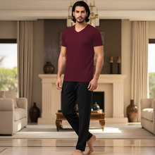 Load image into Gallery viewer, WG SS PJ WITH PANTS Wine Mandala
