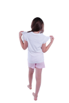 Girls Short Sleeve Pajama with Shorts - Bright White*Pink Square Plaids
