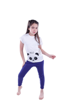 تحميل الصورة إلى عارض المعرض، Girls Short Sleeve Pajama with Rib Legging -Bright White
