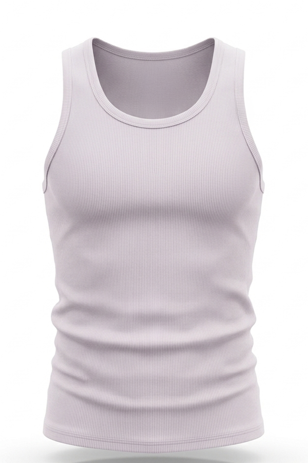 تانك توب رجالي ديربي مضلع بيج – قطن مريح مرونة طبيعية